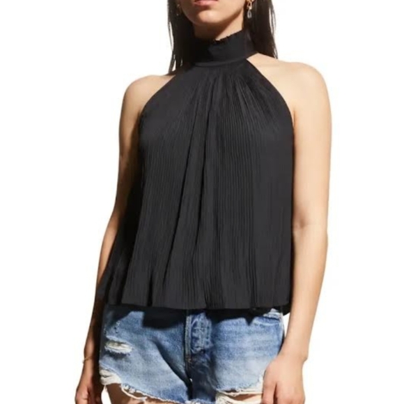 Ramy Brook Pleated High Neck Tank